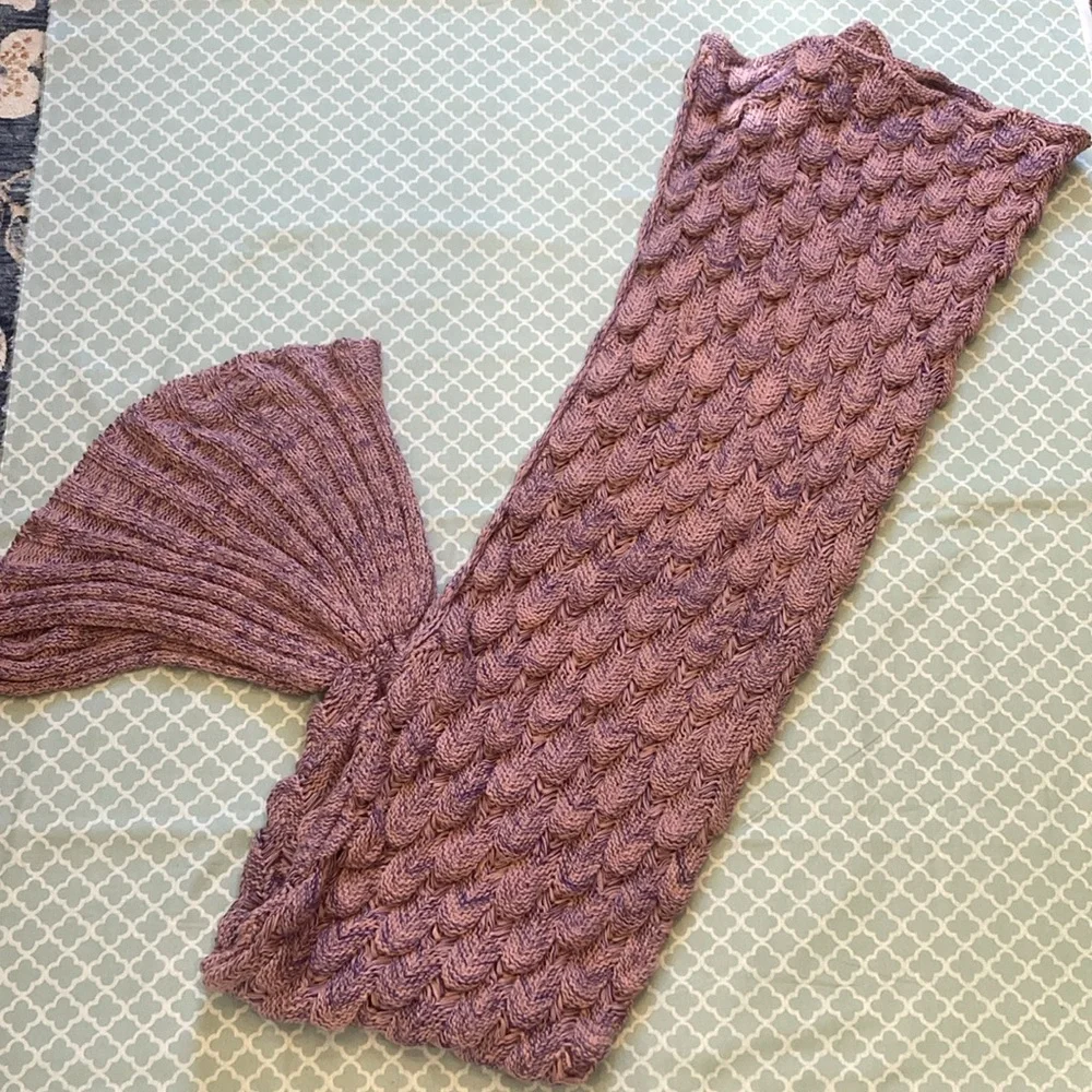 Mermaid Tail Blanket Throw Mauve Purple Adult